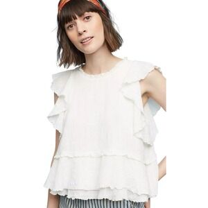 Maeve Cascade Tiered Shell Blouse Flowy Boho Chic Ethereal Clean Girl Ivory L